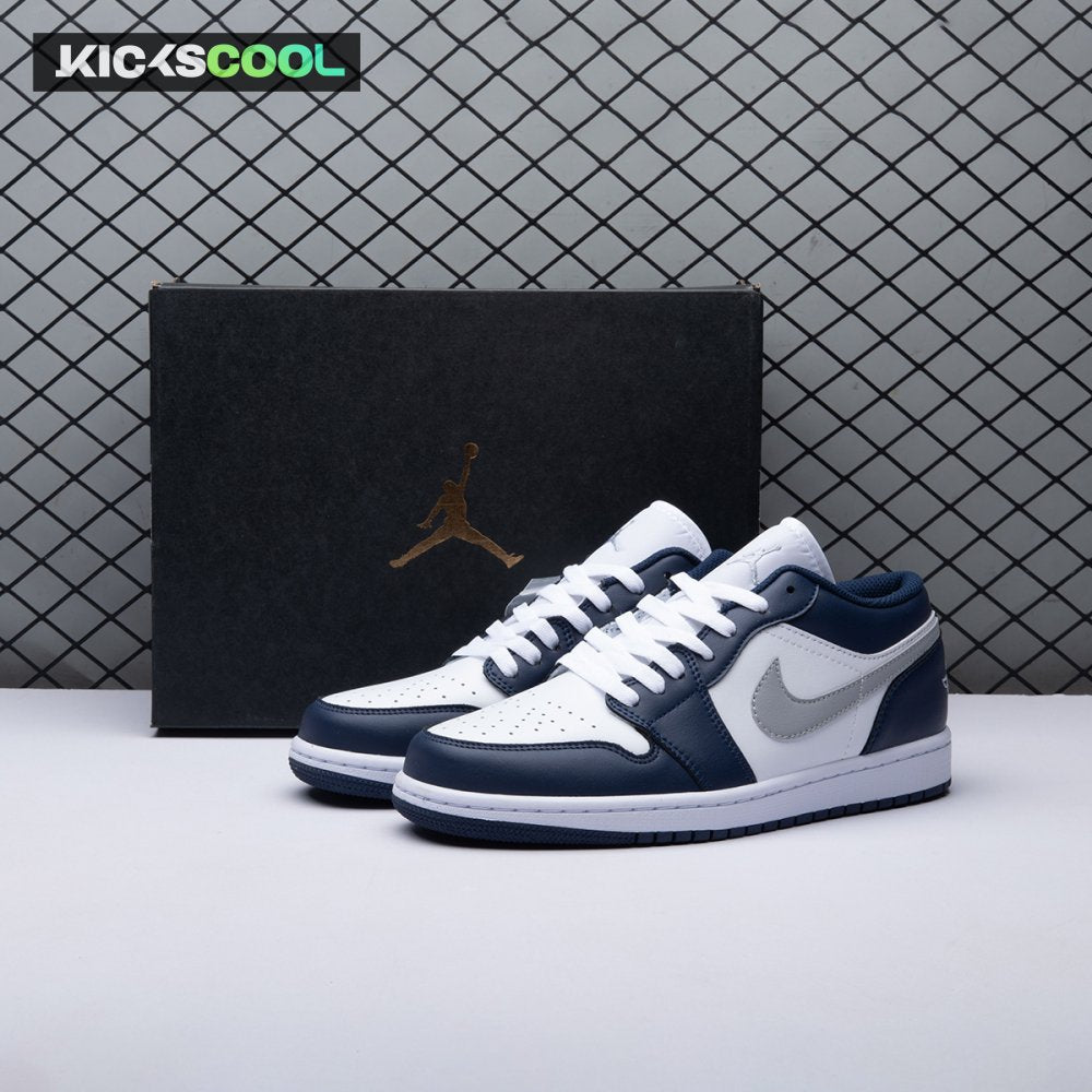 Jordan 1 Low Wolf Grey Midnight Navy 553558-141 Unisex