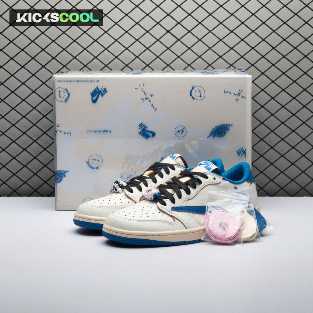 Jordan 1 Retro Low OG SP Fragment x Travis Scott Sail Military Blue DM7866-104 Unisex